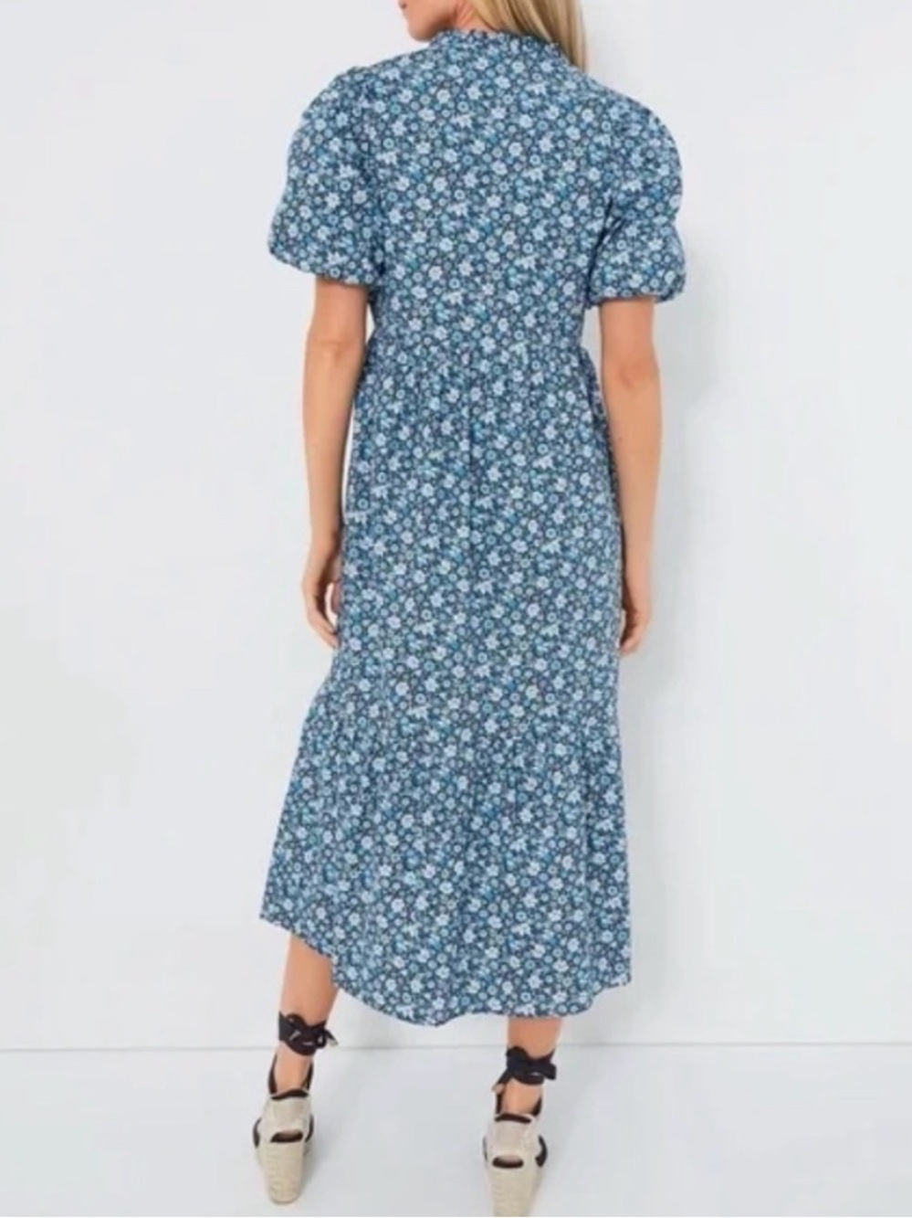 Tuckernuck Hyacinth House Zip Front Bluebells Floral Midi Dress Medium - Picture 3 of 10